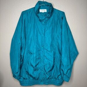 Kristen Blake Teal Lightweight Windbreaker Jacket XL Full Zip Pockets